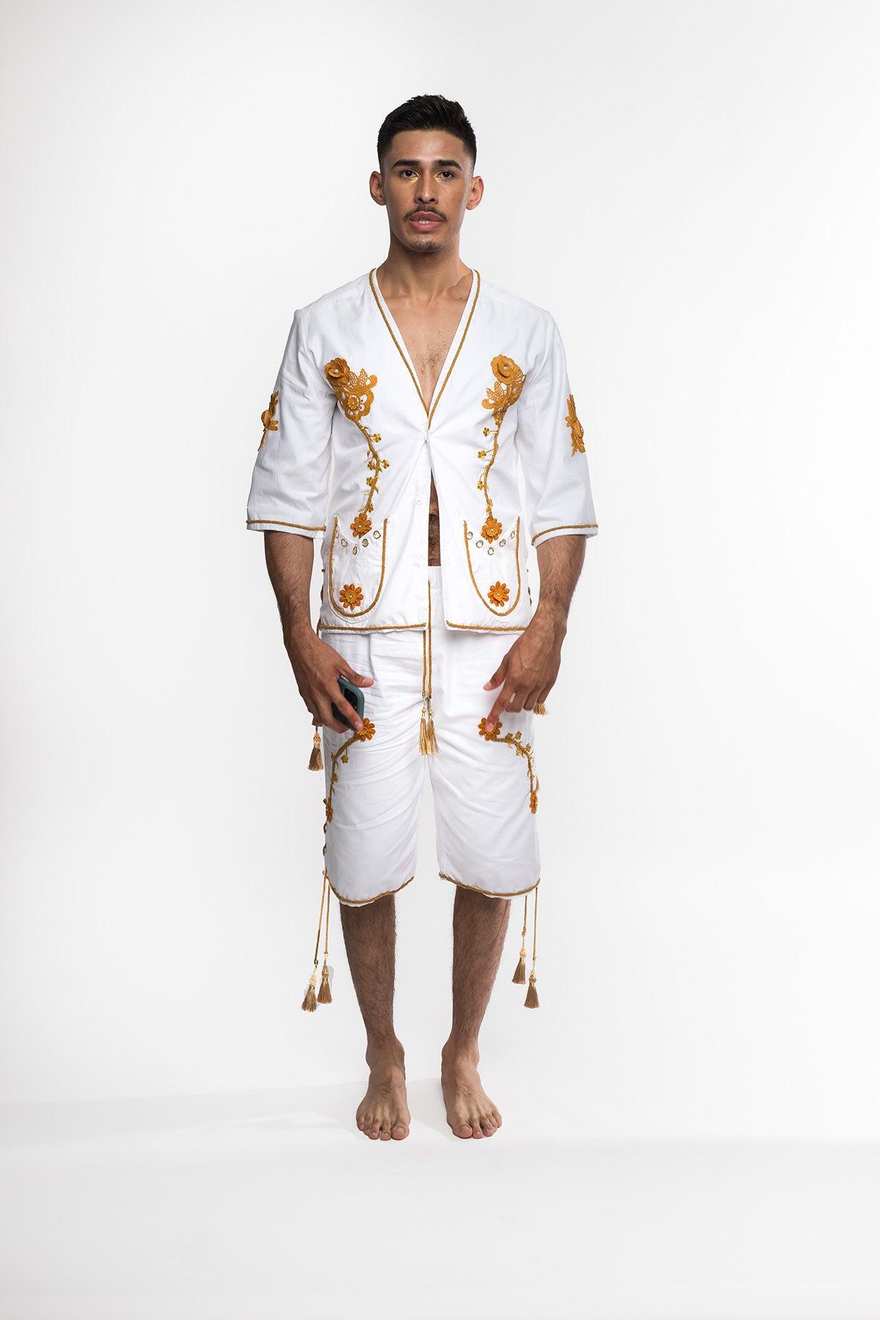 Airy V front Shirt w/Knee Shorts